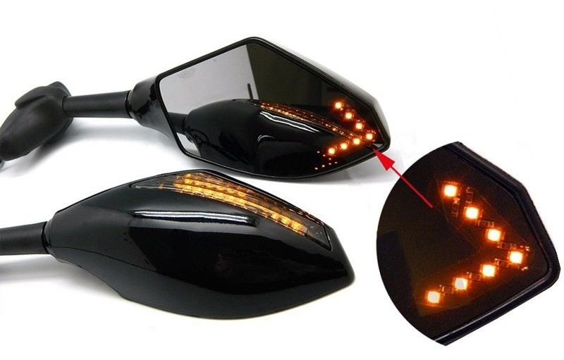 Universal Dual LED Turn Signals Integrated Black Mirrors